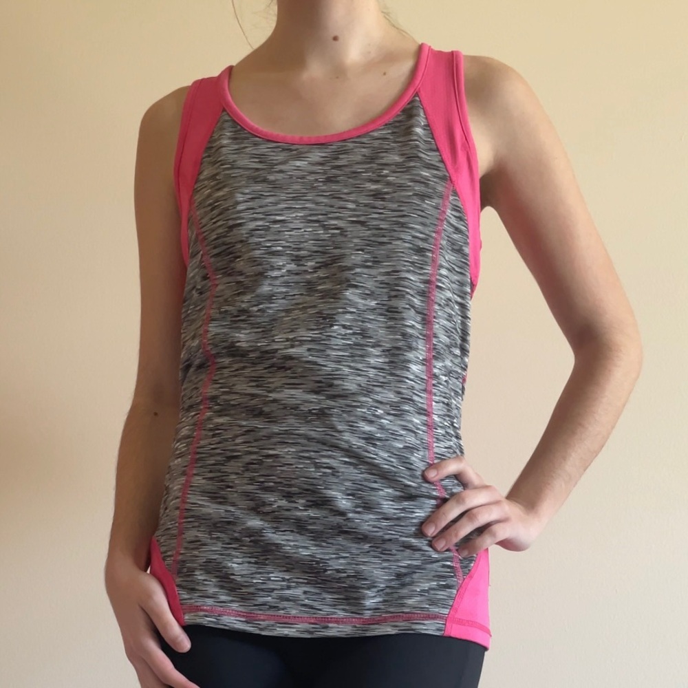 Tek Gear Pink and Gray Athletic Tank Top Small